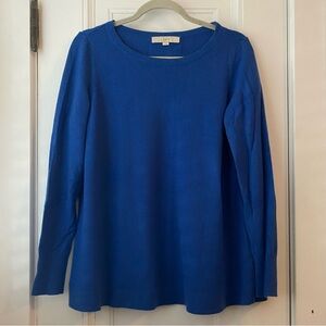 Loft cobalt blue swing sweater L super soft pleat back